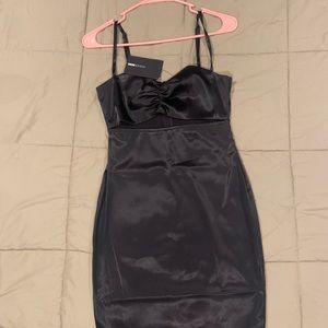 Black satin fashion nova dress with tags still on!